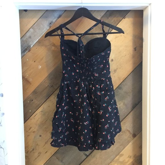 GUESS // Black with Flowers Cotton Mini Dress - Picture 2 of 6